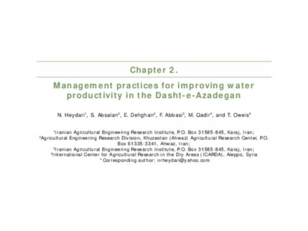 Management practices for improving water productivity in the Dasht-e-Azadegan