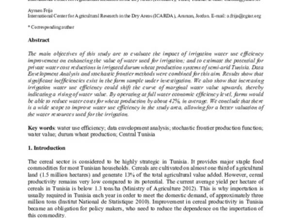 Impact of improving water-use efficiency on its valuation: The case of irrigated wheat production in Tunisia