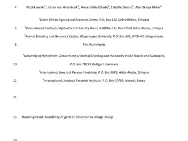 Feasibility of pedigree recording and genetic selection in village sheep flocks of smallholder farmers