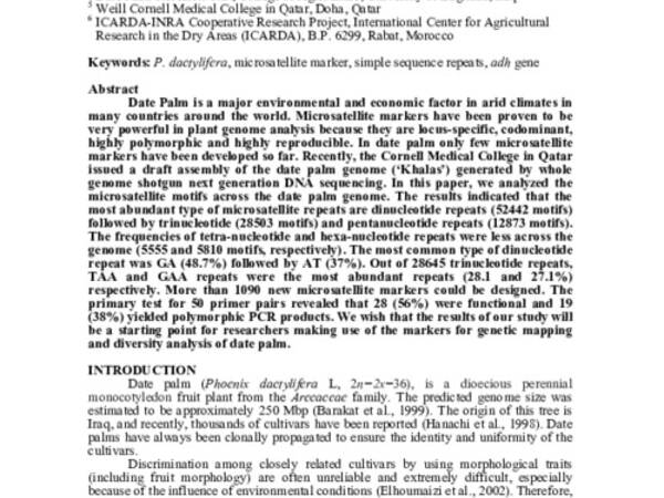 Development of 1000 Microsatellite Markers across the Date Palm (Phoenix dactylifera L.) Genome