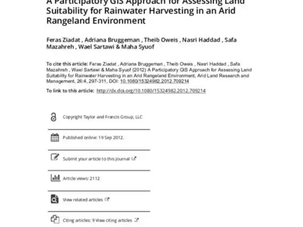 A Participatory GIS Approach for Assessing Land Suitability for Rainwater Harvesting in an Arid Rangeland Environment