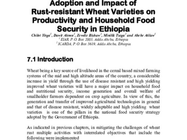 Adoption and Impact of Rust-resistant Wheat Varieties on Productivity and Household Food Security in Ethiopia