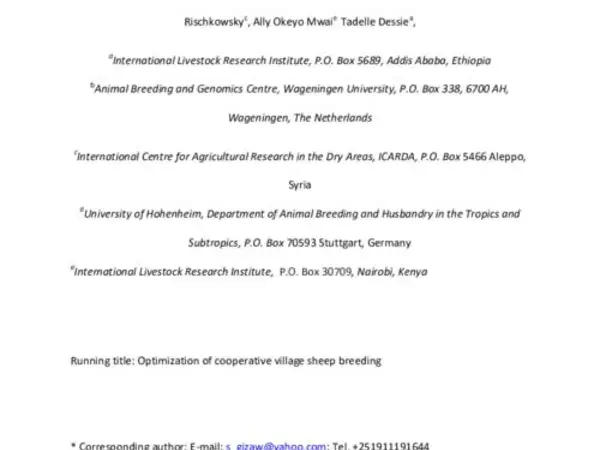 Breeding programmes for smallholder sheep farming systems: II. Optimization of cooperative village breeding schemes