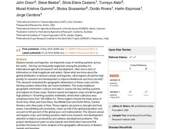 Priority regions for research on dryland cereals and legumes