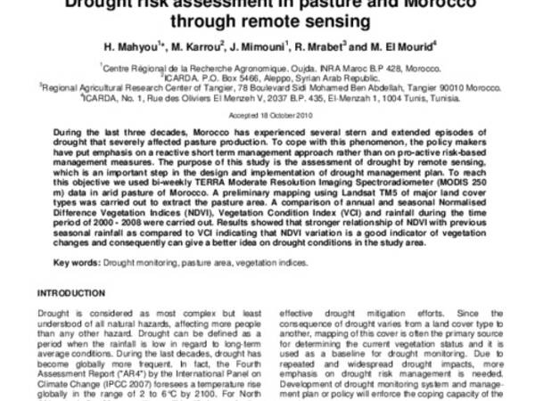 Drought risk assessment in pasture arid Morocco through remote sensing