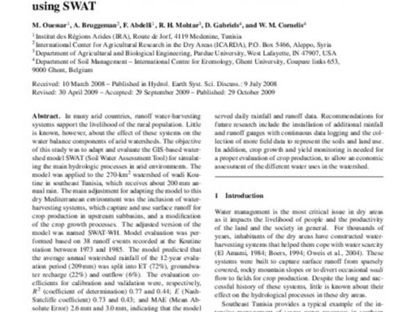 Modelling water-harvesting systems in the arid south of Tunisia using SWAT