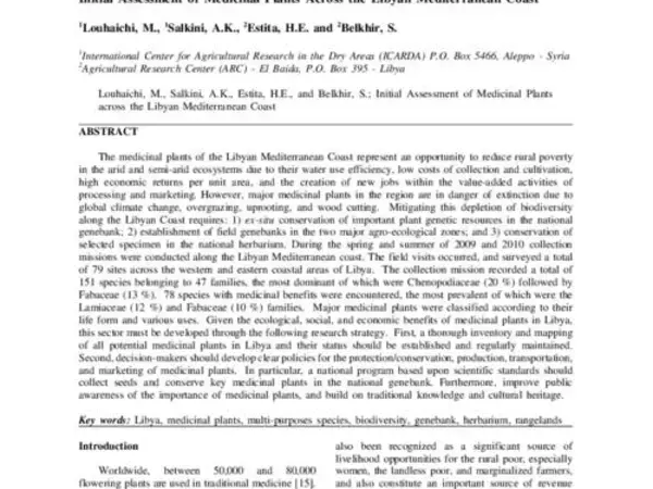 Initial Assessment of Medicinal Plants Across the Libyan Mediterranean Coast