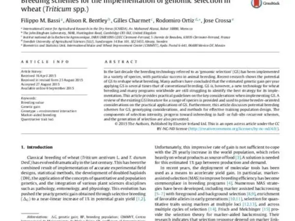 Breeding schemes for the implementation of genomic selection in wheat (Triticum spp.)