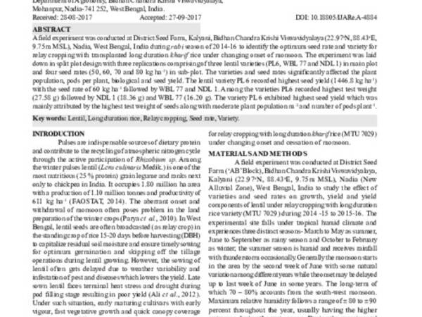 Agronomic management of lentil under relay cropping system