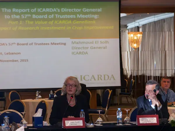 Dr. Camilla Toulmin opening the Board of Trustees meeting.