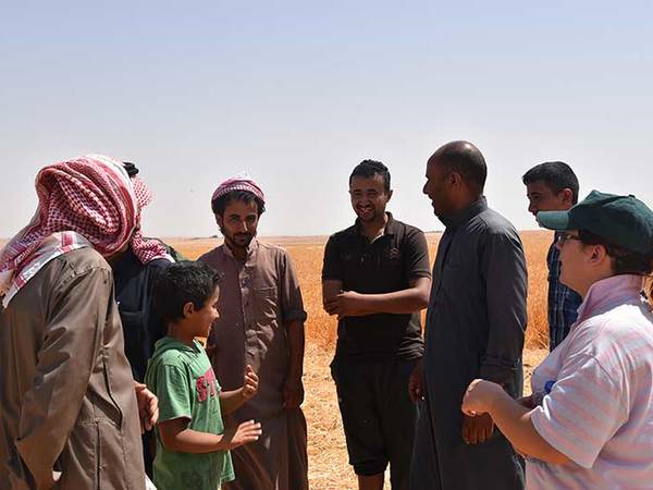 Mrs. Mira Haddad is collecting feedback from local farmers. Photo credit: Sanobar Khudaybergenova, ICARDA.