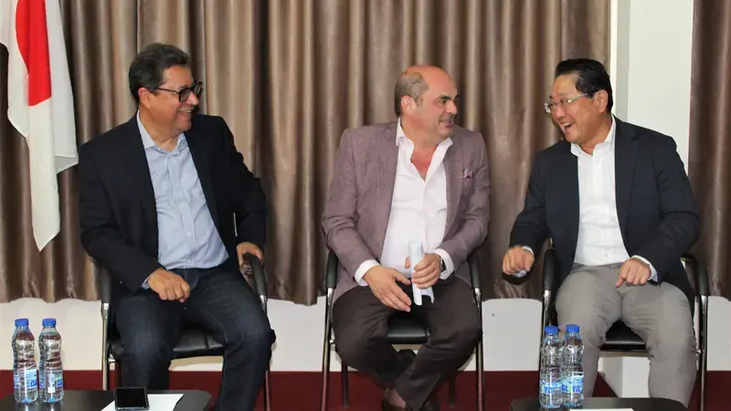 From Left to right: Aly Abousabaa, ICARDA's DG; Michelle Afram, ICARDA's board member; Matahiro Yamaguchi, Japanese ambassador to Lebanon.