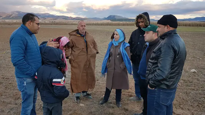 Tunisian and Algerian partners meet a conservation agriculture farmer in Setif, Algeria