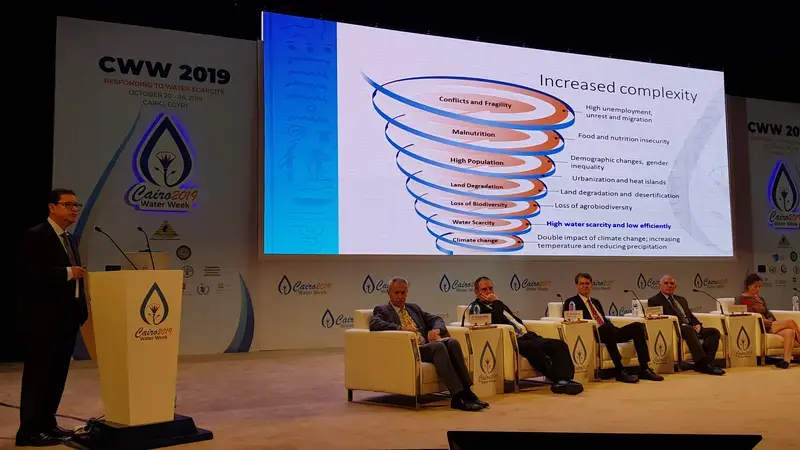 ICARDA's Director General presenting solutions at the Cairo Water Week