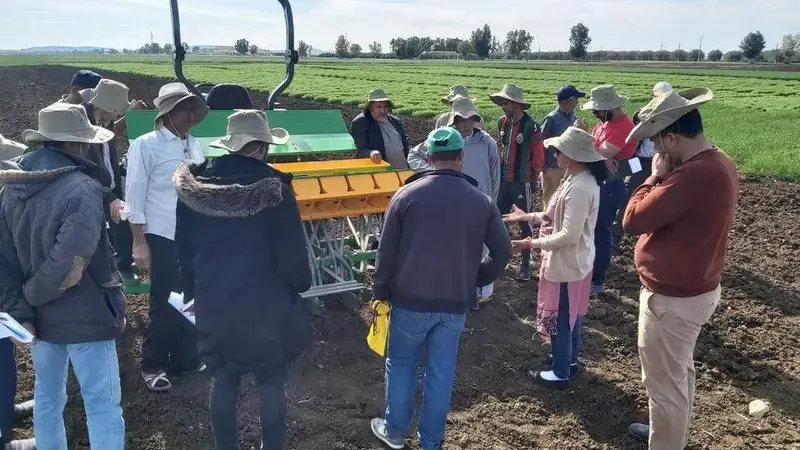 Dr. Mina Devkota demonstrating CA machinery in Morocco