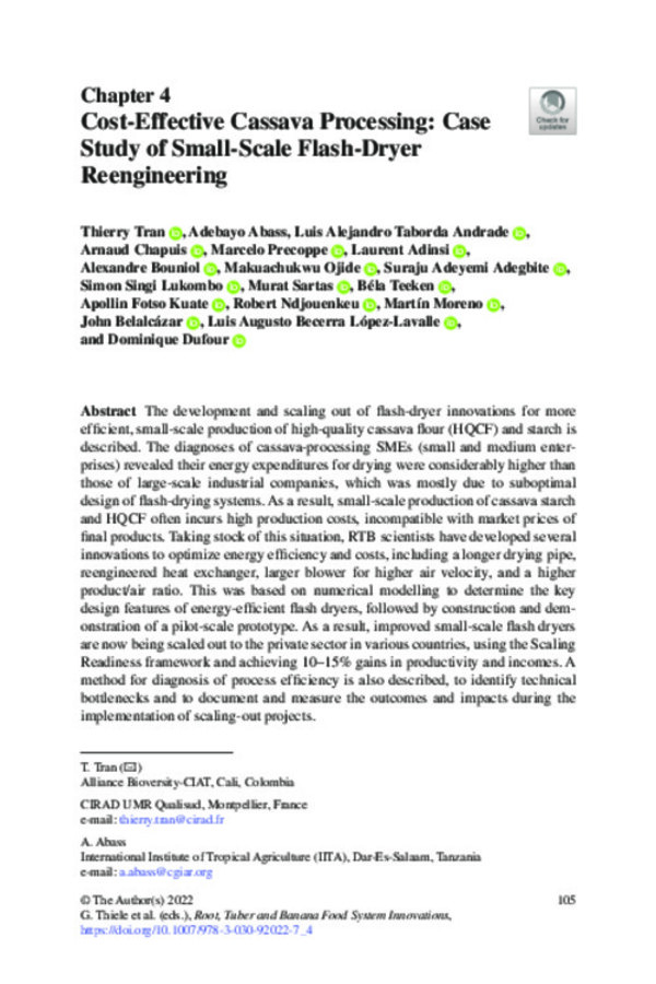 Cost-Effective Cassava Processing: Case Study of Small-Scale Flash-Dryer Reengineering