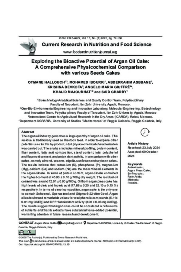 Exploring the Bioactive Potential of Argan Oil Cake: A Comprehensive Physicochemical Comparison with various Seeds Cakes