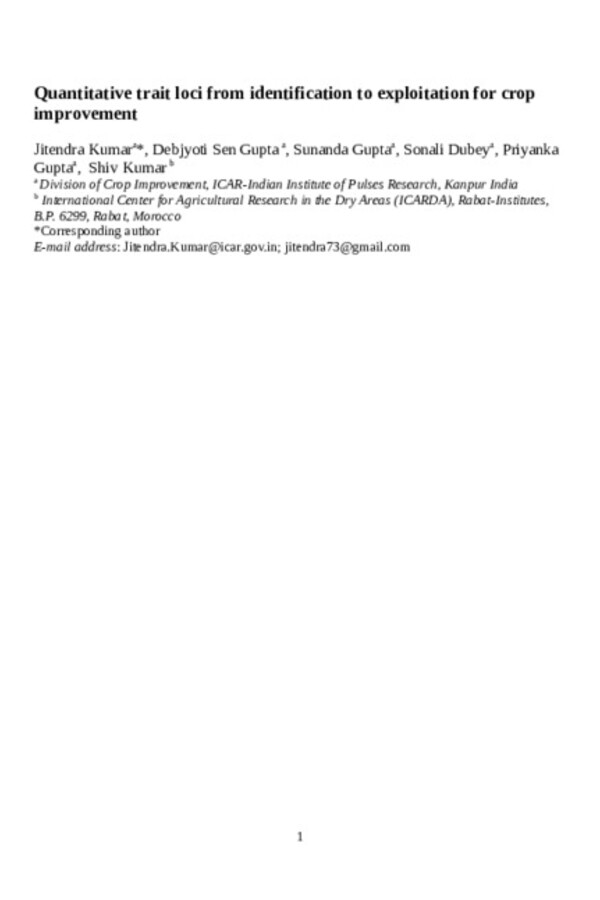 Quantitative trait loci from identification to exploitation for crop improvement