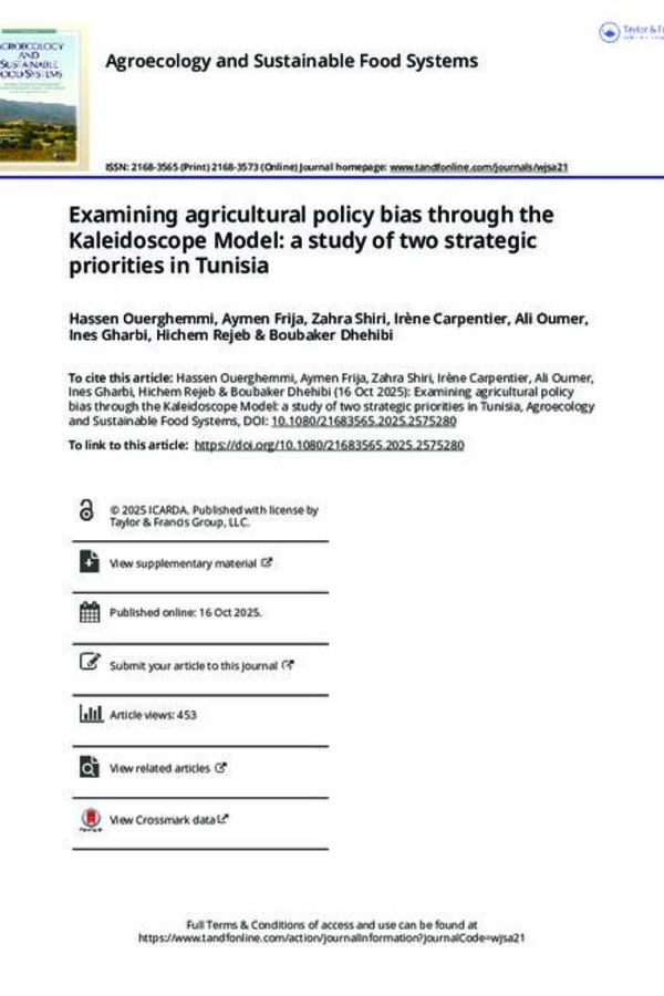 Examining agricultural policy bias through the Kaleidoscope Model: a study of two strategic priorities in Tunisia