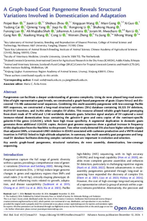 A Graph-based Goat Pangenome Reveals Structural Variations Involved in Domestication and Adaptation 