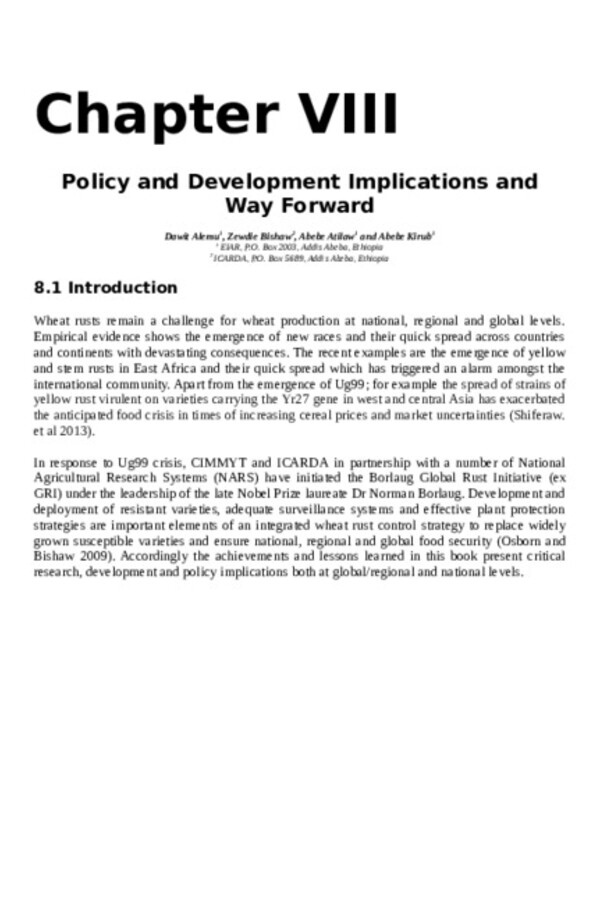 Policy and Development Implications and Way Forward