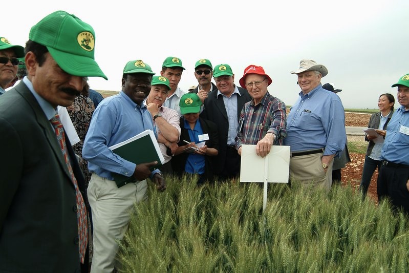 Dr. Norman Borlaug at ICARDA's Tel Hadya Research Station, Syria. 2005.
