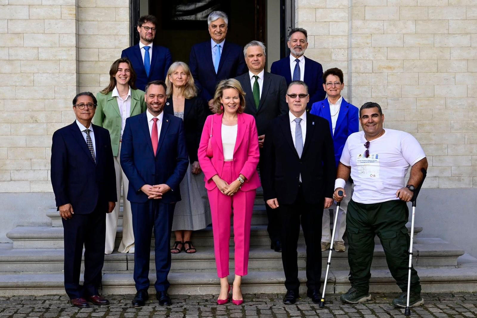 Mr. Aly Abousabaa with Queen Mathilde of Belgium after the European Union Walk for Climate in Brussels. June 2025. Photo by Belgi.
