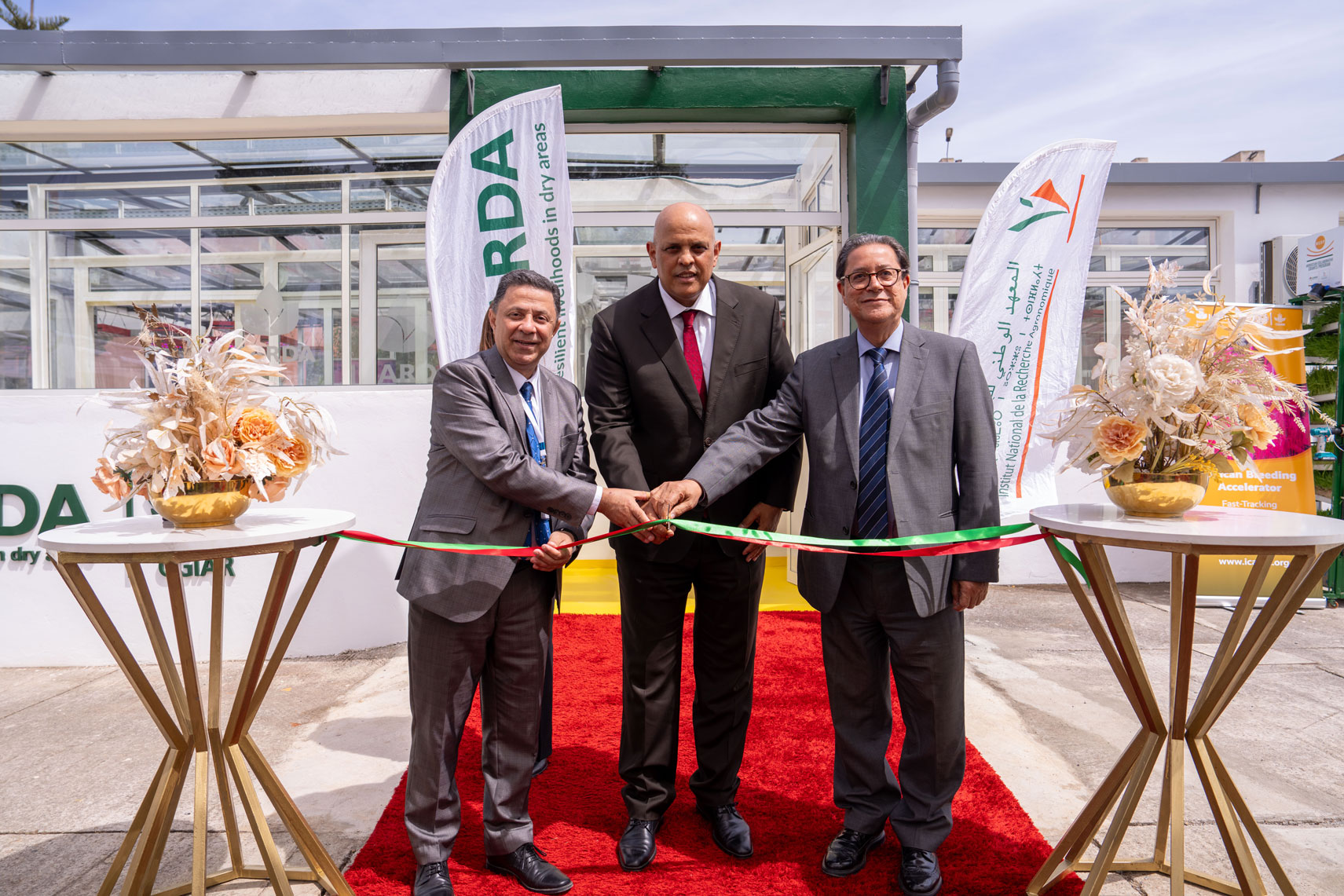 ICARDA African Breeding Accelerator Inauguration in Rabat, Morocco. 2025. From Left to Right Dr. Tareq Alzabet, ICARDA Board Chair; Dr. Redouane Arrach, Secretary General of the MoA. Photo by Ismail Belkhadir/ICARDA.